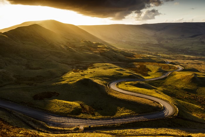 Mam Tor Castleton Derbyshire United Kingdom Road Sunset