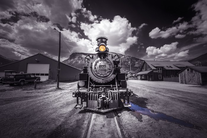 Steam Train 486 in Black and White