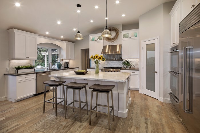 Modern Kitchen with Island and Stainless Steel Appliances