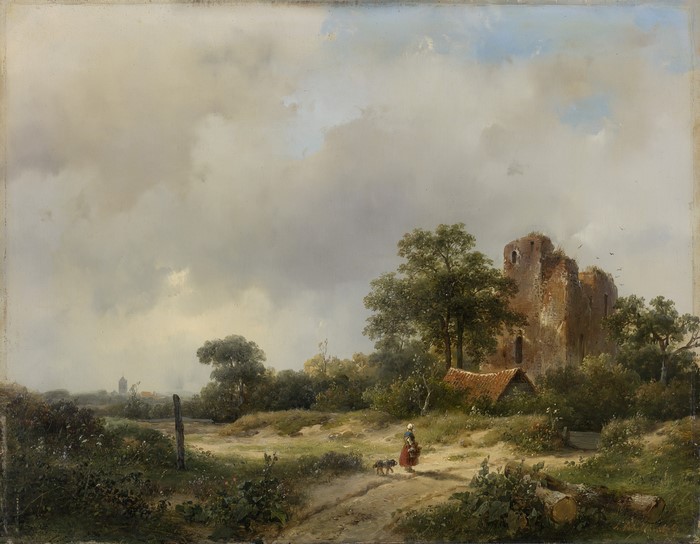 Landscape with the Ruins of Brederode Castle by Andreas Schelfhout