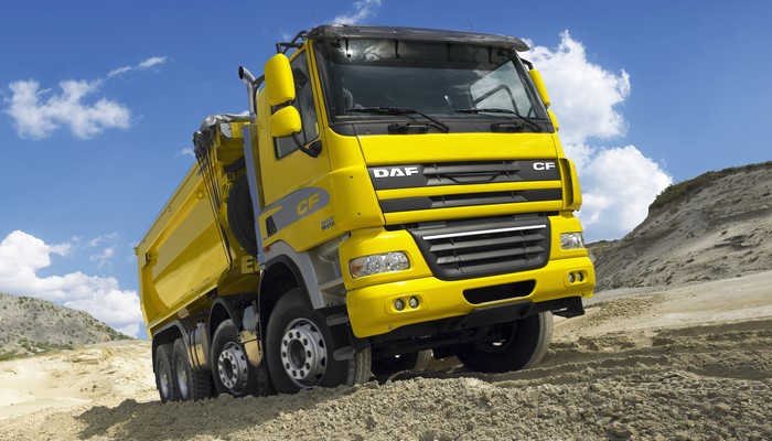 Yellow DAF CF Dump Truck in Sand