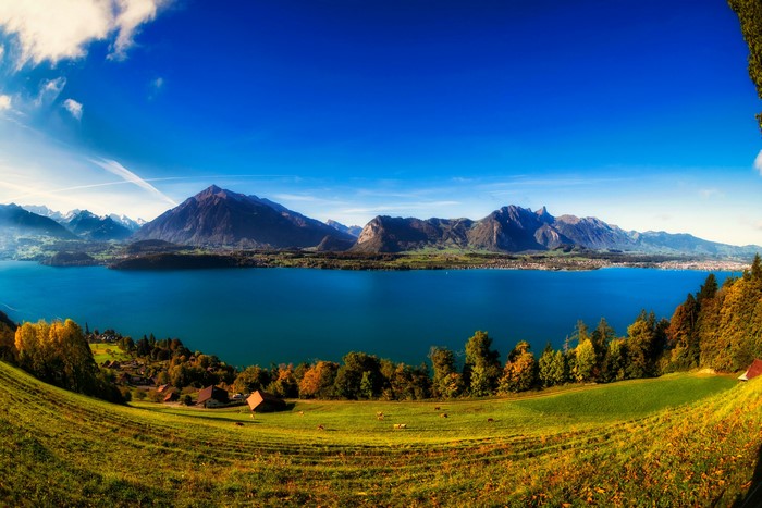 Lake Thun, Switzerland, Mountains, Autumn Scenery
