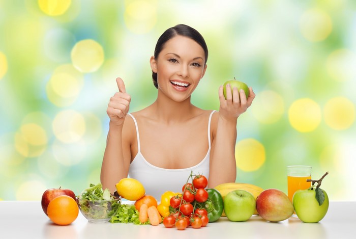 Woman with Fruits and Vegetables