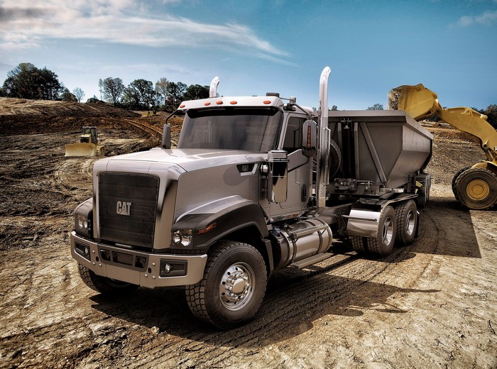 Caterpillar CT680 dump truck at construction site