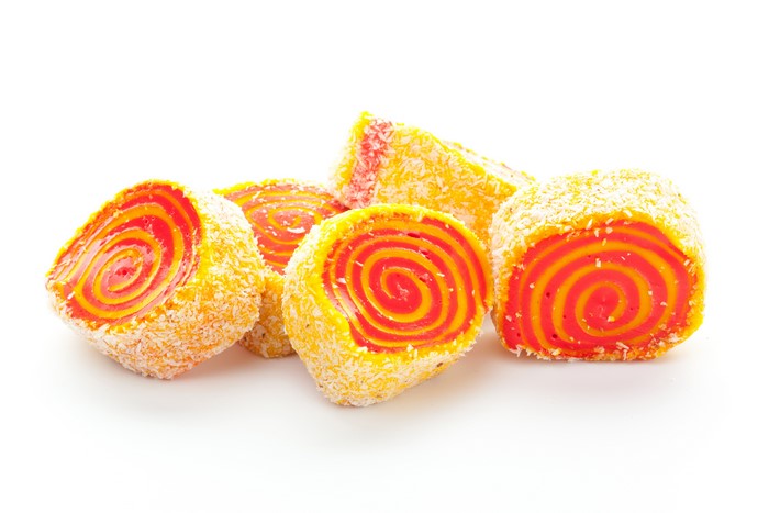 Turkish Delight rolls with coconut