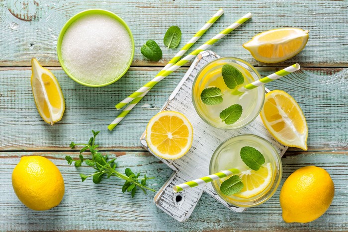 Lemons, Sugar, and Lemonade with Mint