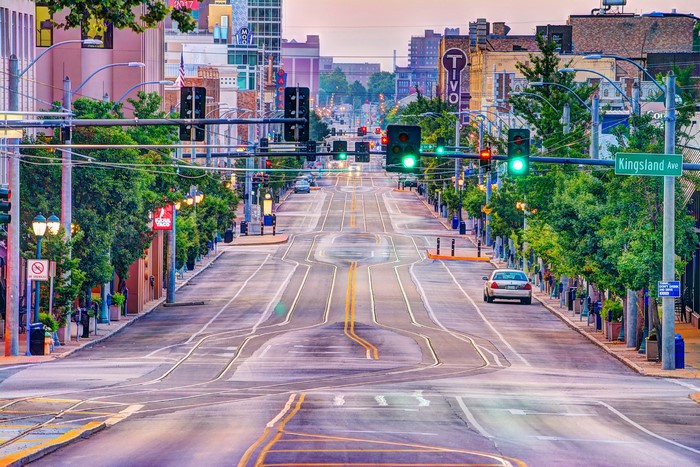 Street view of Kingsland Ave in University Heights, Missouri, USA