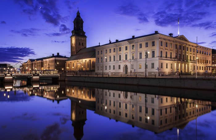 Gothenburg City Hall and Cathedral at Dusk