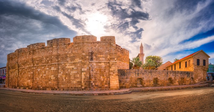 Larnaka Medieval Castle and Minaret in Cyprus