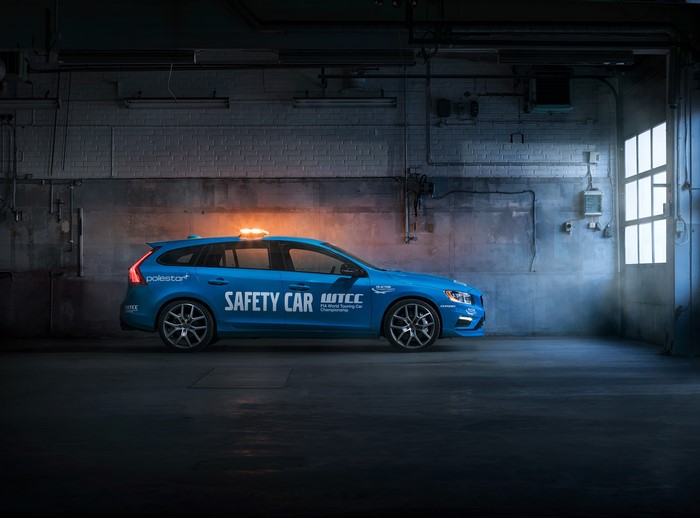 Blue 2016 Volvo V60 Polestar WTCC Safety Car