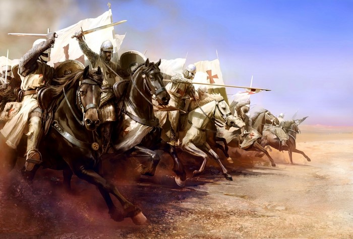 The Battle of Mongitore: Templar Knights on horseback