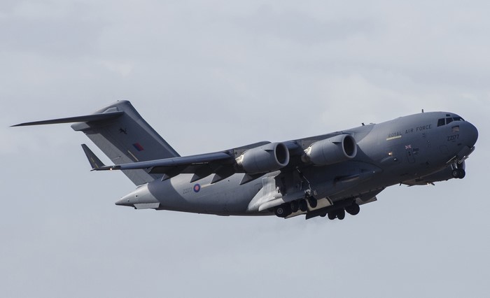 Royal Air Force C-17 Transport Aircraft in Flight
