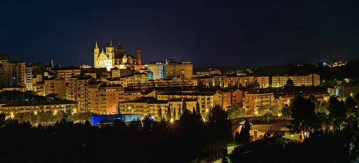 Alcaniz Aragon cityscape at night