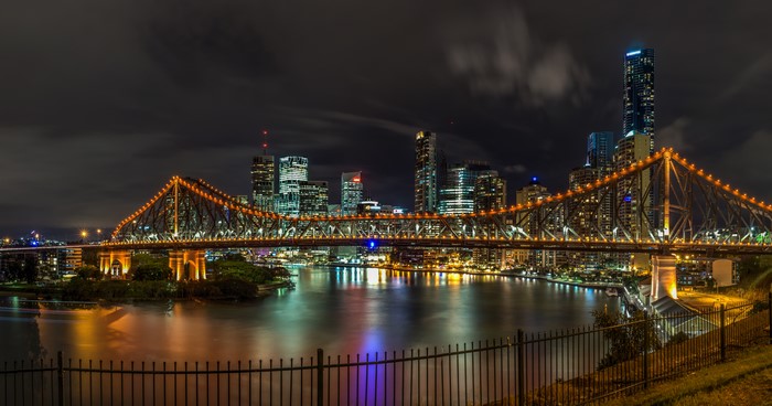 Story Bridge illuminated at night in Brisbane, Australia