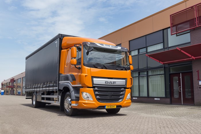 Orange DAF CF Truck with Trailer