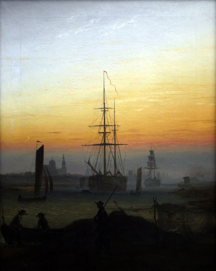Ships in the Harbor of Greifswald by Caspar David Friedrich