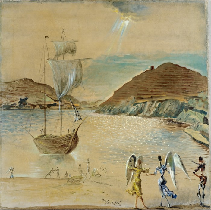 Landscape of Port Lligat with Angels and Fisherman by Salvador Dalí