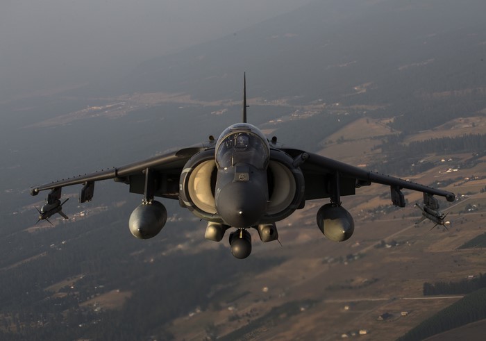 Harrier II AV-8B attack aircraft in flight