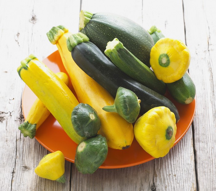 Assortment of Zucchini and Squash on a Plate