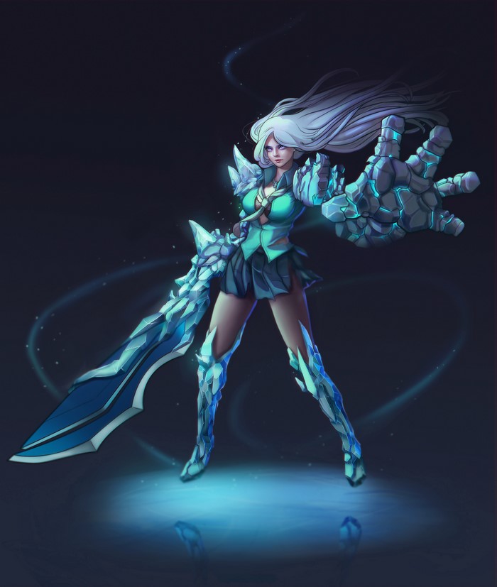 Warrior with ice armor and sword