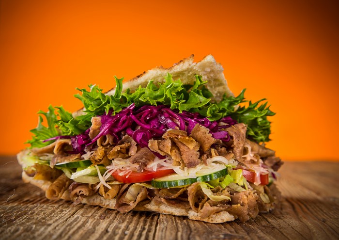 Doner Kebab Sandwich with Vegetables
