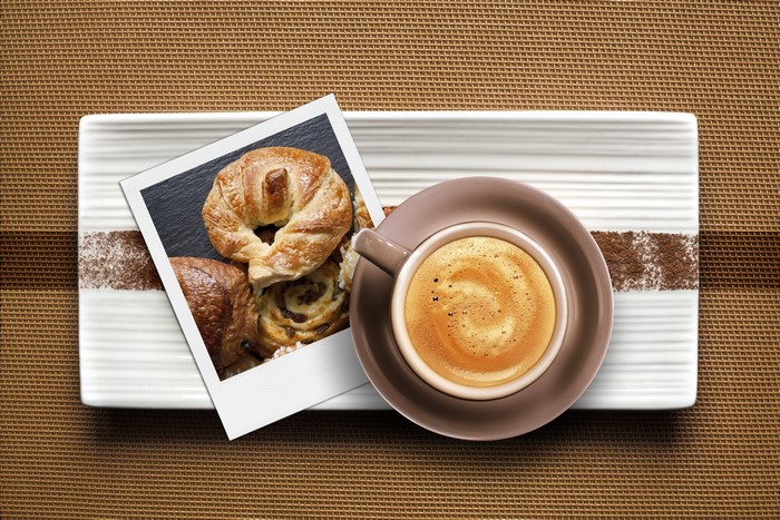 Coffee and Croissants on a Tray