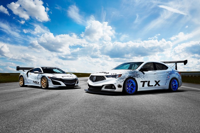 Acura NSX and TLX A-Spec Race Cars on Track