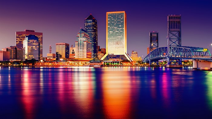 Jacksonville Skyline at Night with Bridge