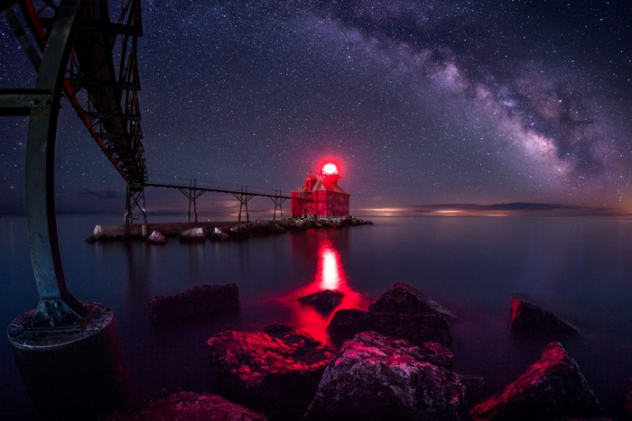 Sturgeon Bay Lighthouse under the Milky Way