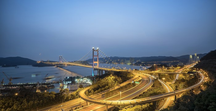 4K Hong Kong bridges and roads at night