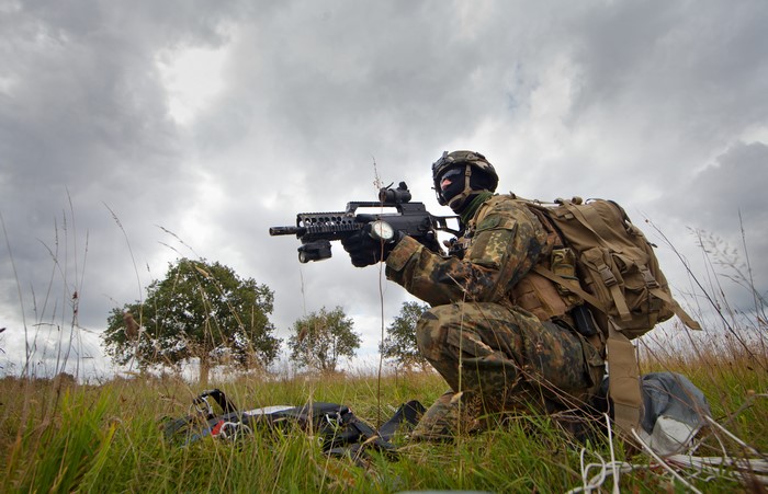 Soldier with Assault Rifle in Field