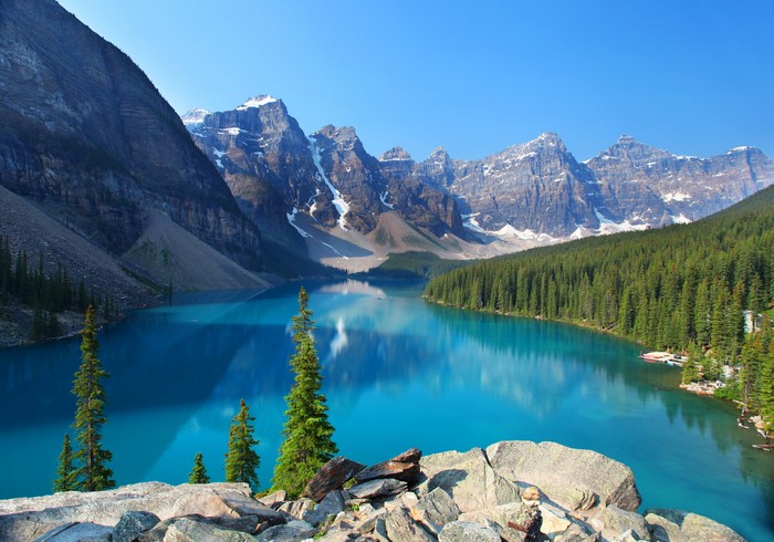 Moraine Lake with Mountains and Forest, Banff National Park, Canada