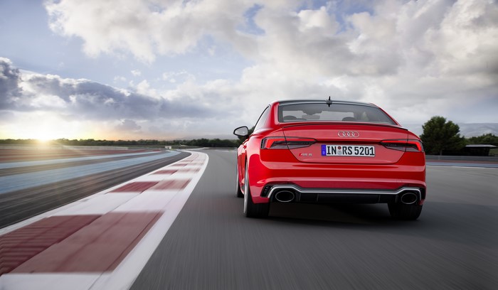 Red Audi RS5 on a Racetrack