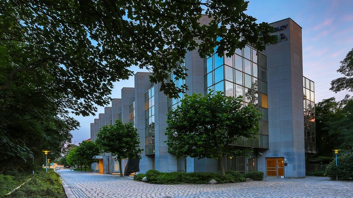 Modern building with glass windows in Malmo, Sweden