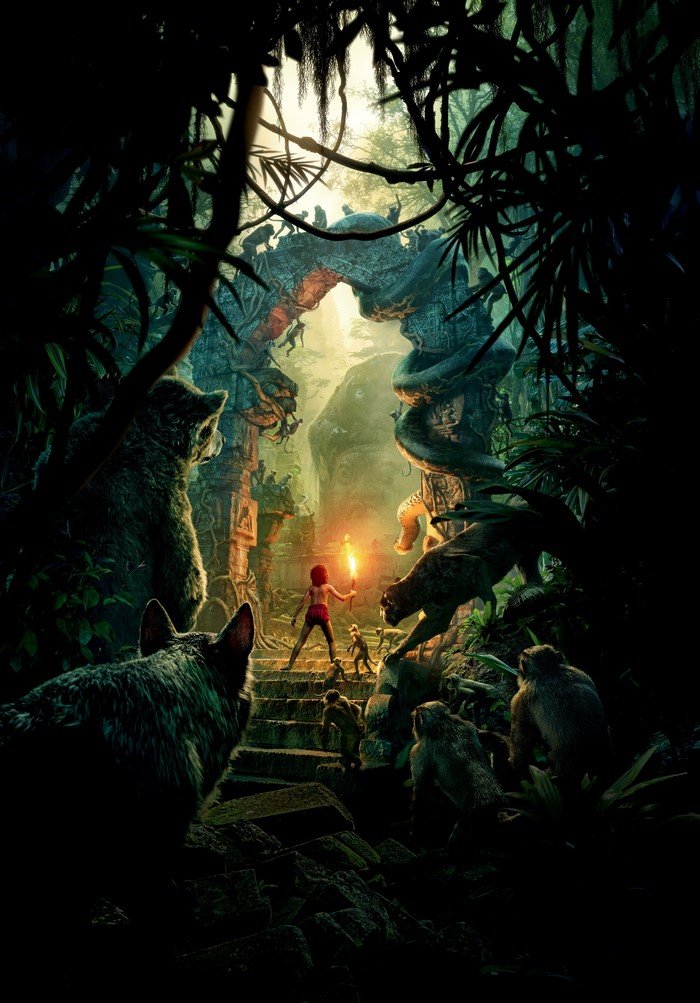 Mowgli and animals from The Jungle Book 2016