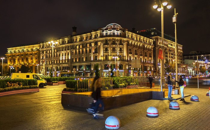 Street at night in Moscow, Russia