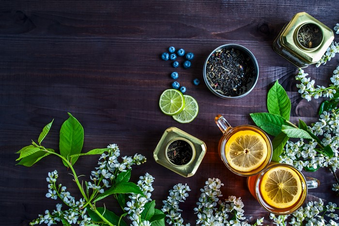 Tea with Lemons, Blueberries, and Blossoms