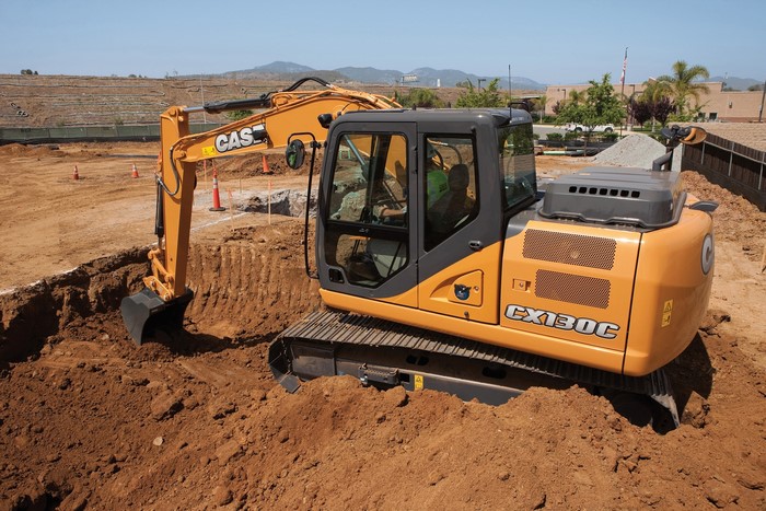 Case CX130C Excavator digging a trench