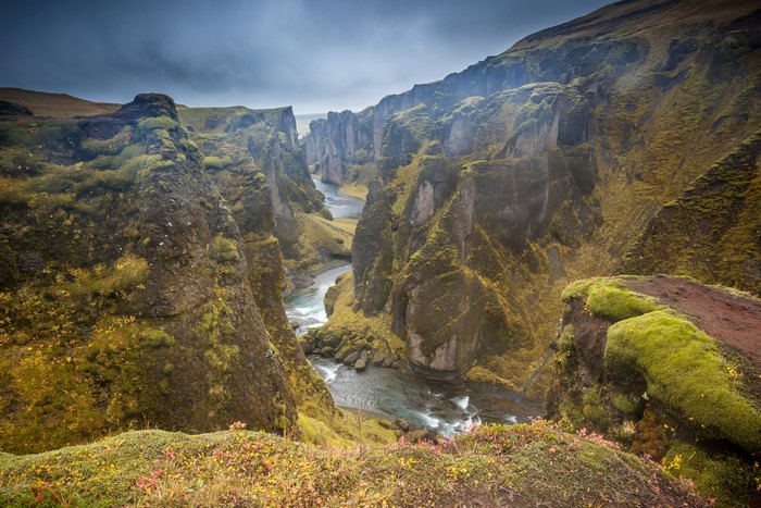 Fjaðrárgljúfur Canyon in Iceland with River