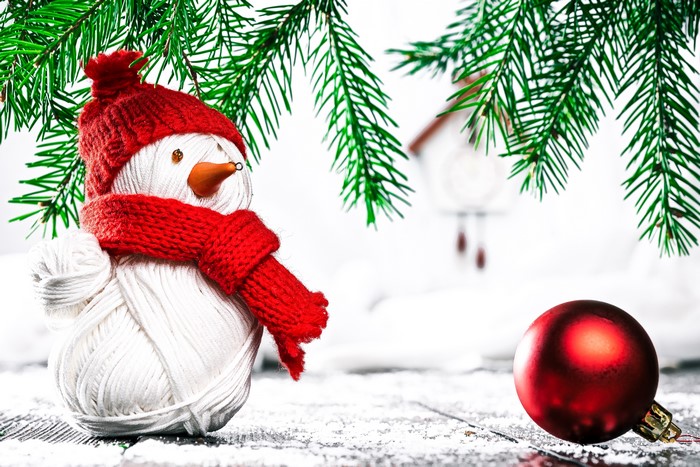4K Christmas snowman with red hat and scarf