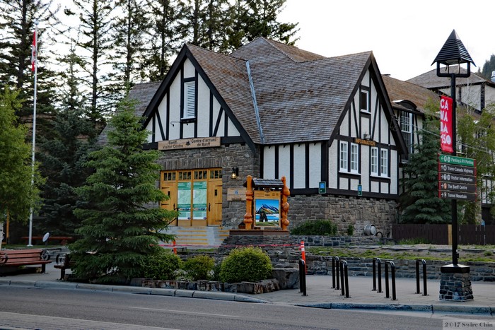 Banff Visitor Centre Building with Canadian Flag