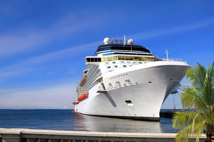 Cruise liner ship docked at sea