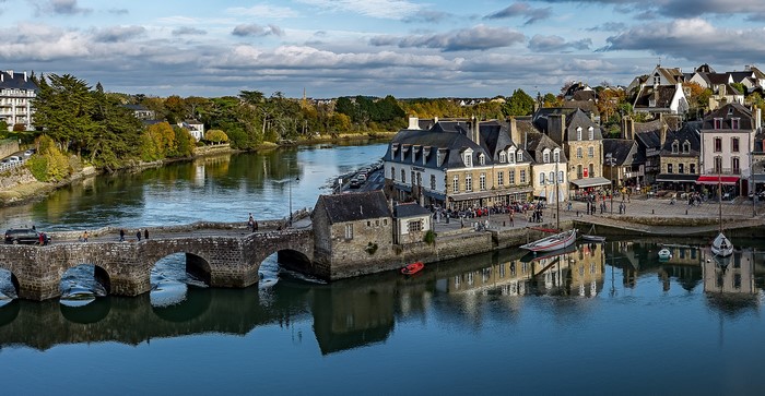 Auray Brittany France River Bridge and Houses