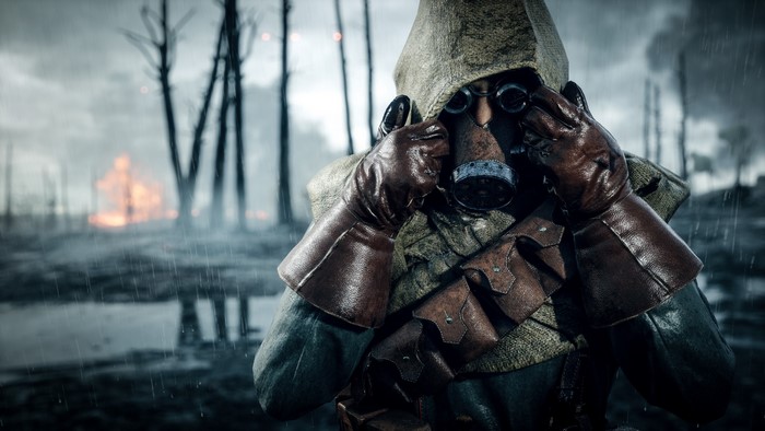 Soldier with gas mask in Battlefield 1