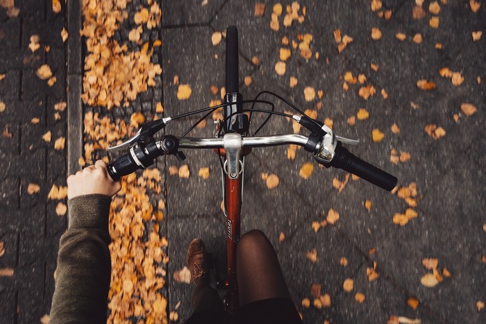 Rona Keller riding a bicycle