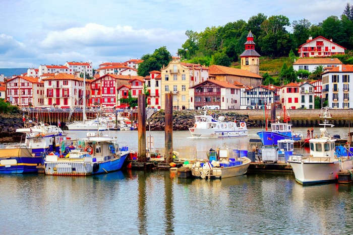 4K Saint-Jean-de-Luz Marina with Boats and Houses