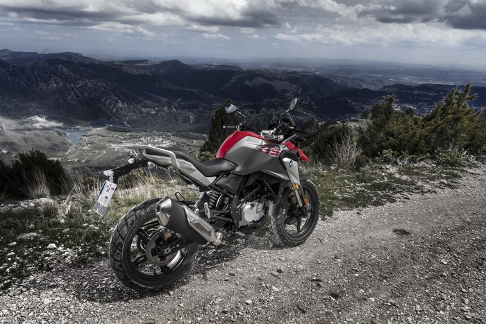 BMW 2017 G 310 GS motorcycle in mountains