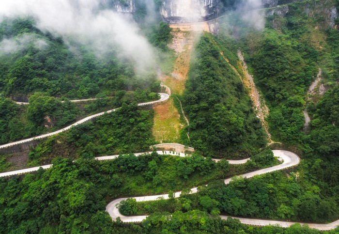 Winding Road on Tianmen Mountain, China