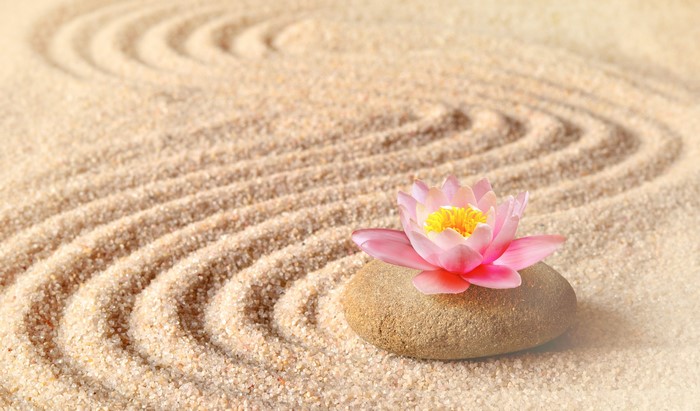 Zen Garden with Lotus Flower and Stone