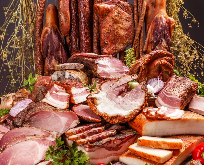 Assortment of Cured Meat Products and Ham
